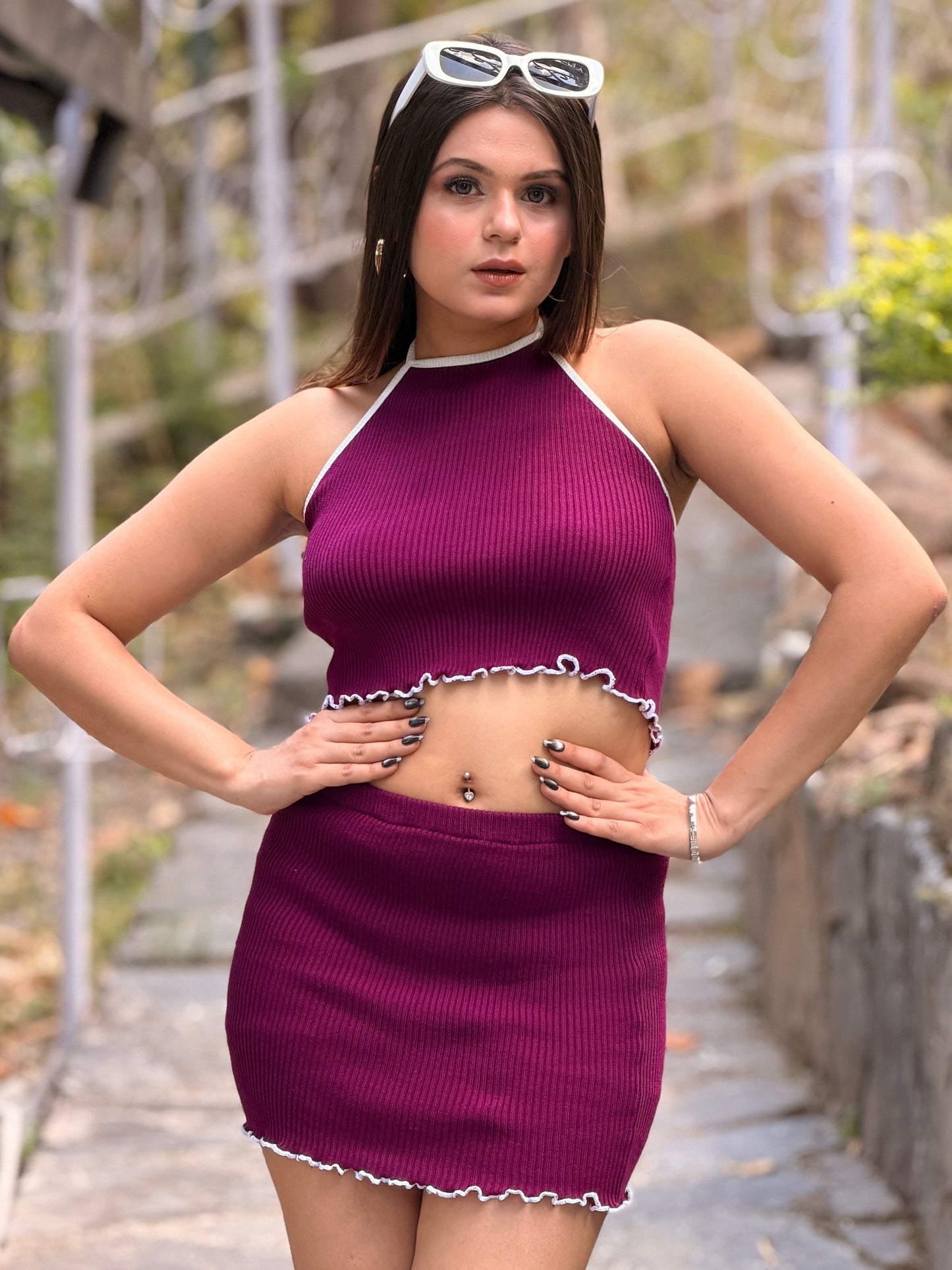 TANDUL Women Purple Knitted Co-Ord Set