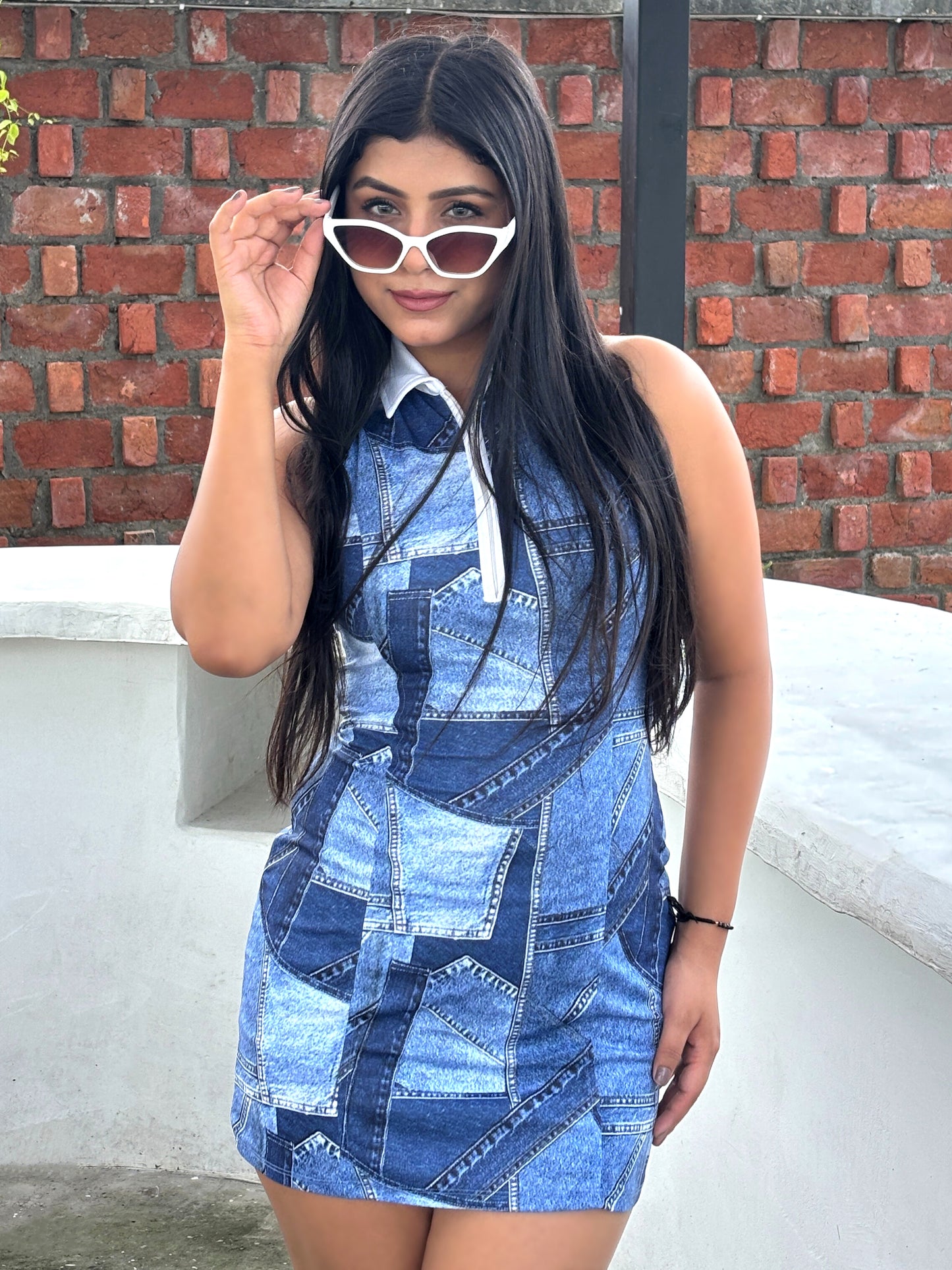 TANDUL Women Chic Denim Printed Dress