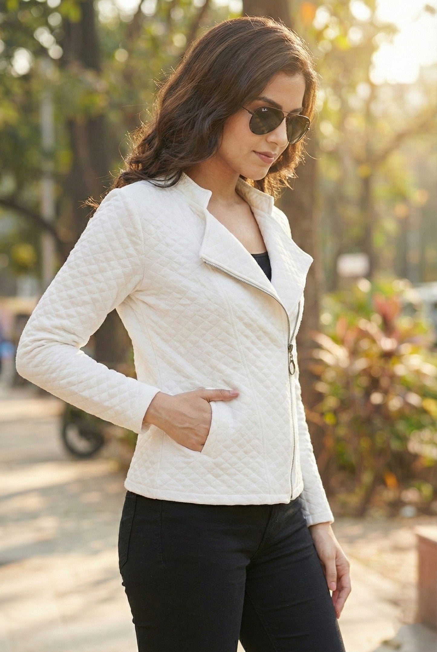 TANDUL Women White Quilted Jacket