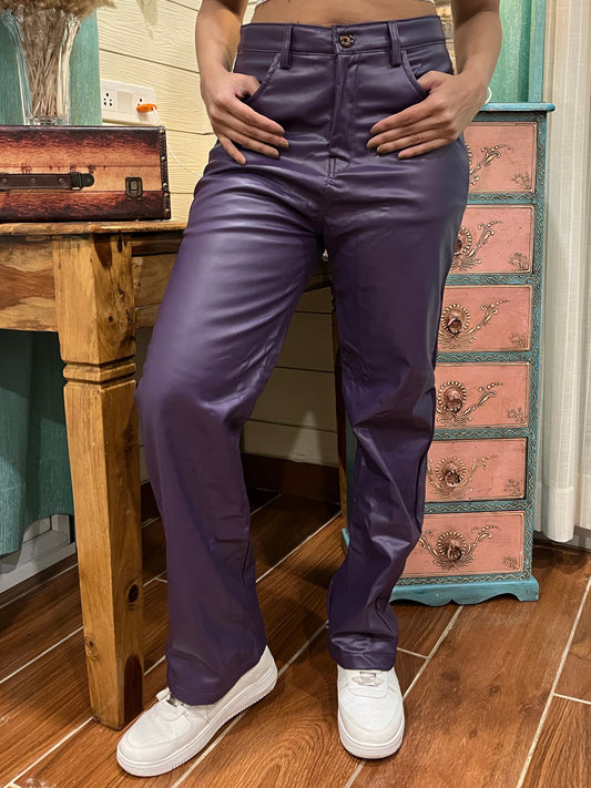 TANDUL Women Regular Fit Blue Faux Leather Trousers