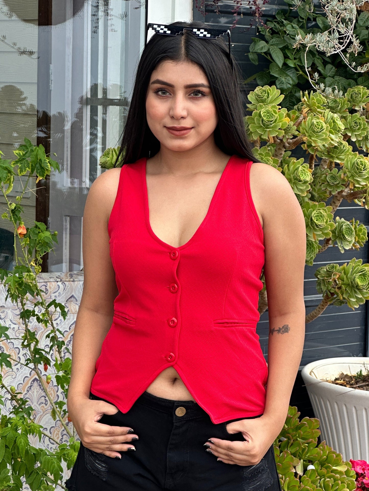 TANDUL Women Stylish Red Waistcoat