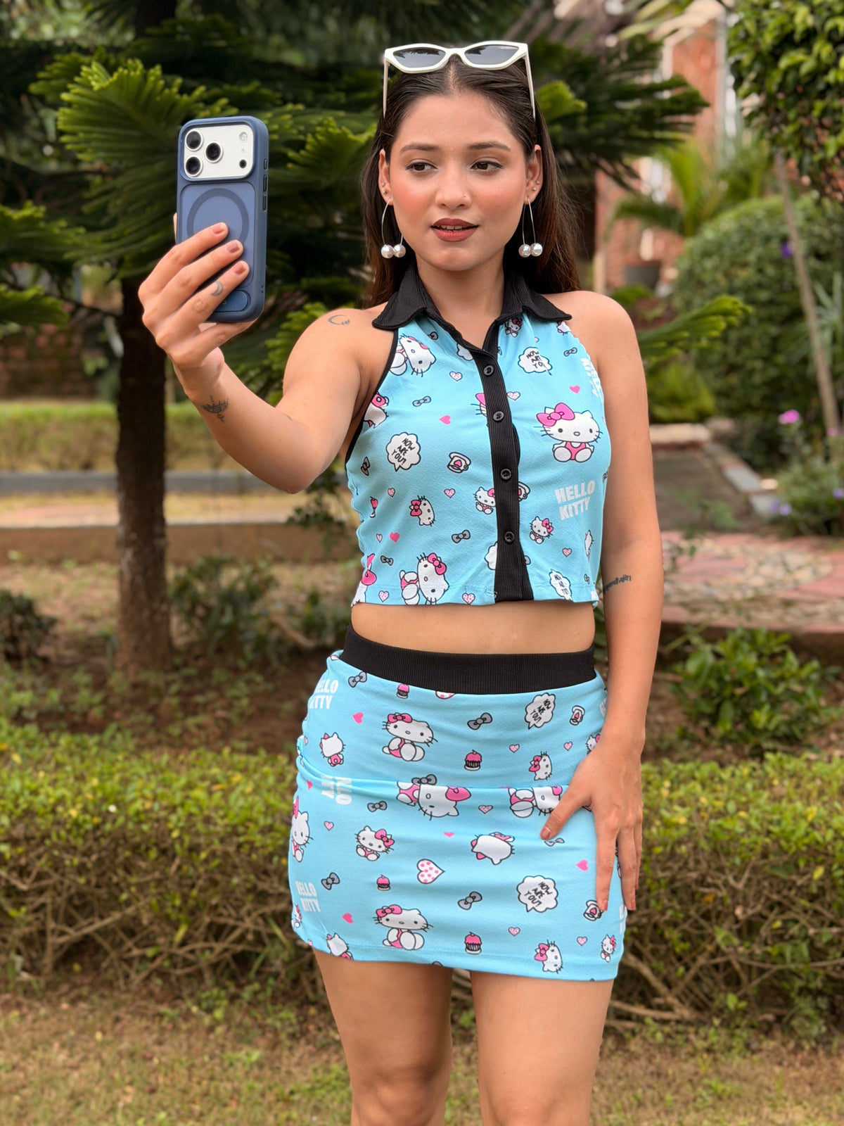TANDUL Women Hello Kitty Pastel Blue Co-ord Set