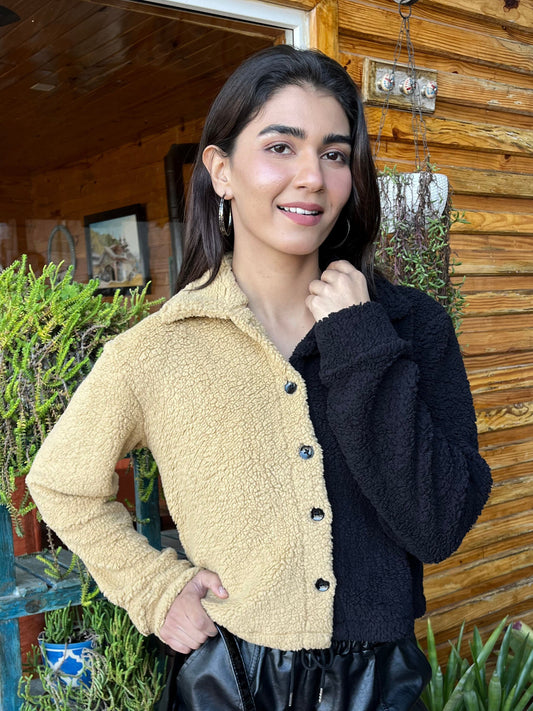 TANDUL Women Black and Brown Fur Jacket