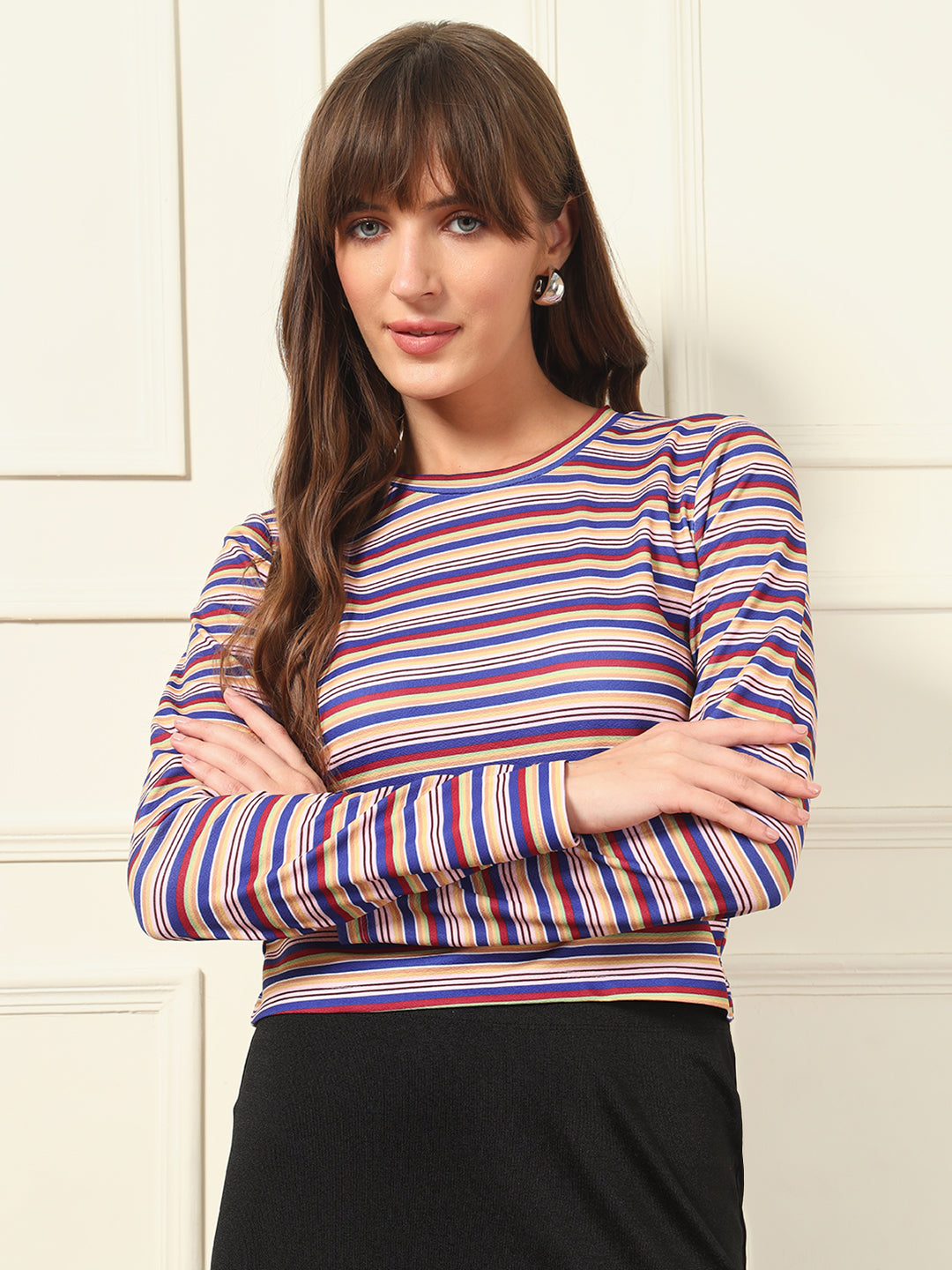 Casual Regular Sleeves Printed Women Multicolor Top