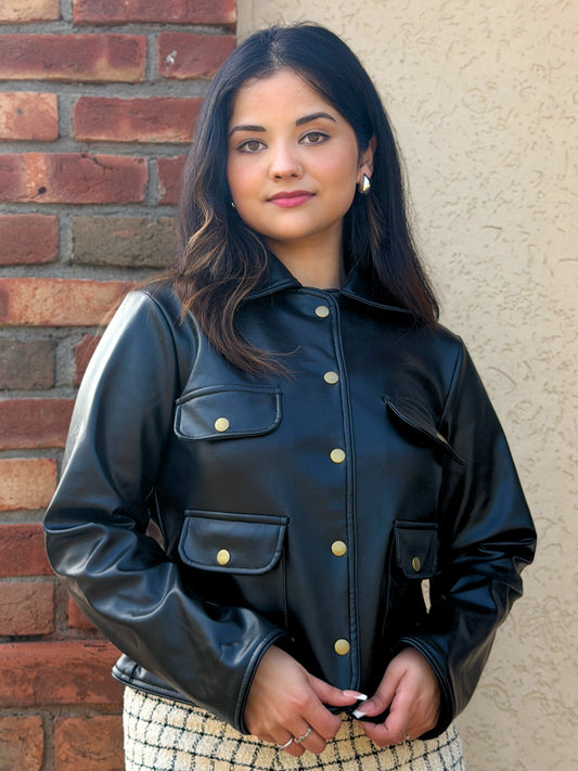 TANDUL Women Timeless Black Leather Jacket