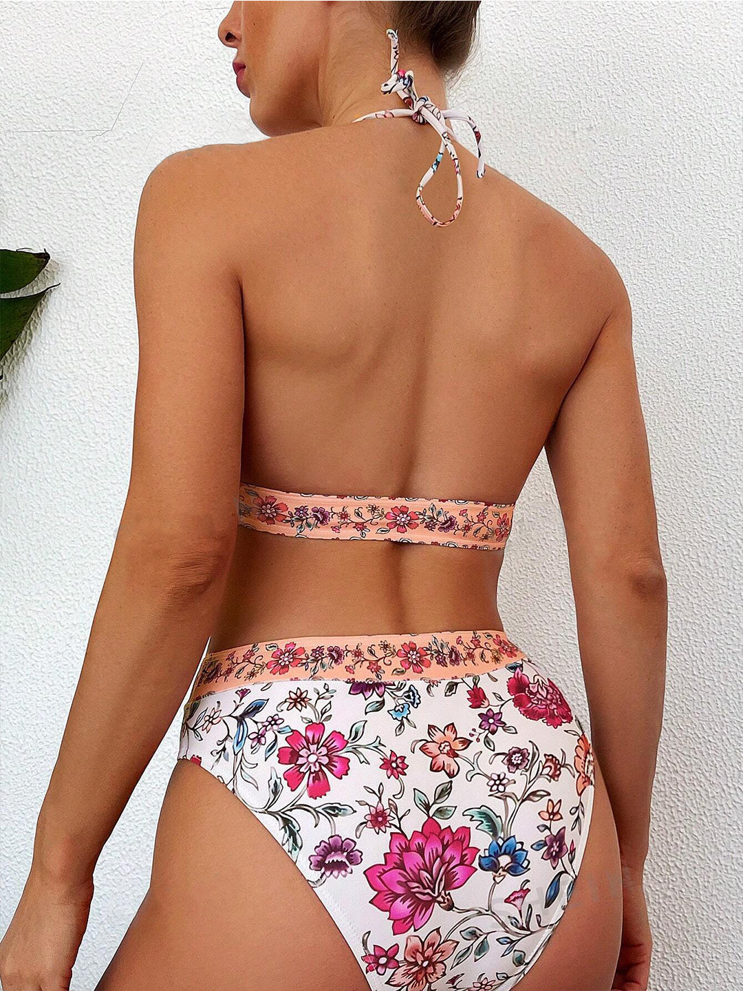 ELTIRE Floral Printed Single Tie Strap Bikini Swimwear