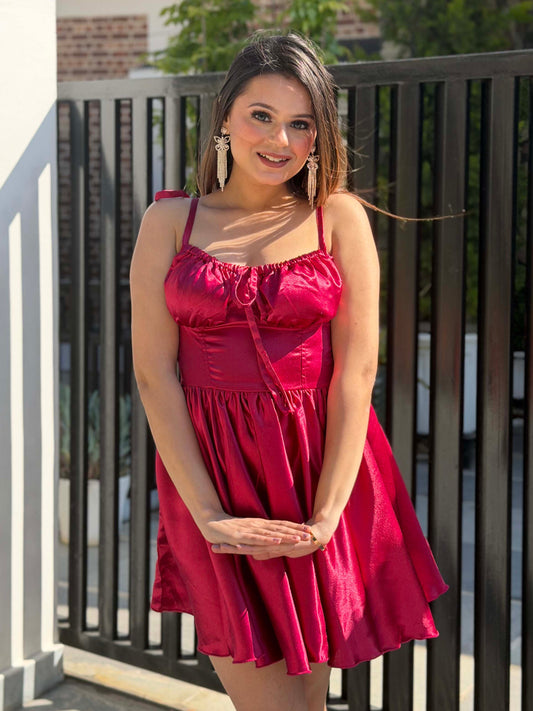 TANDUL Women Pretty Maroon Satin Dress