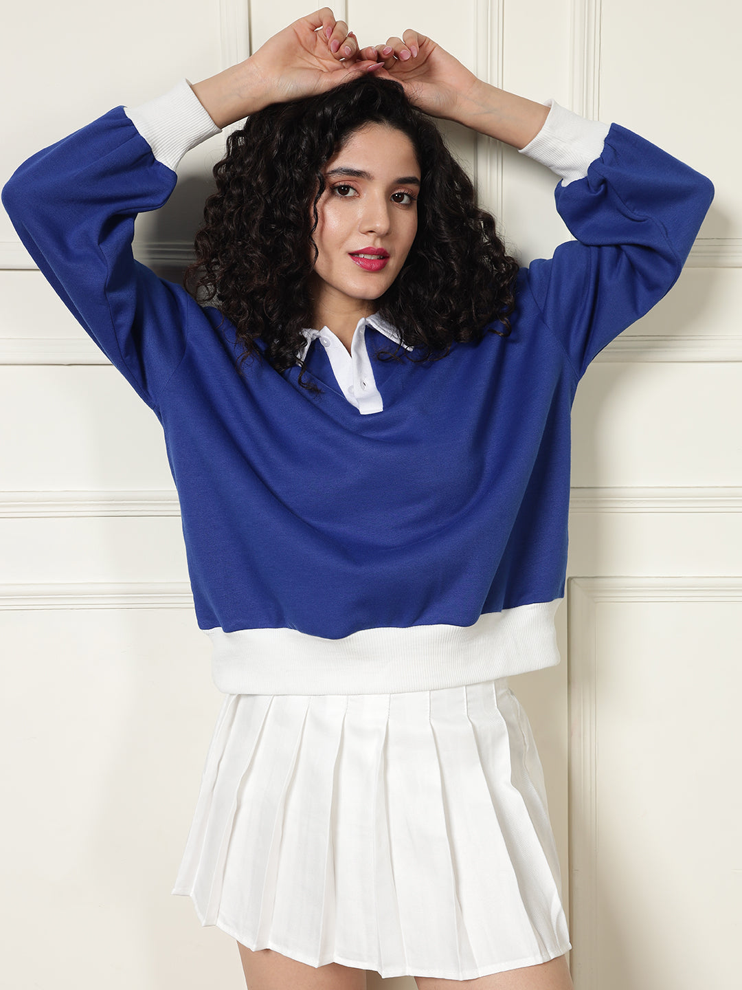 TANDUL Women Blue Oversized Sweatshirt