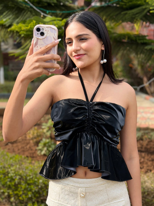 TANDUL Women Elegant Black Crop Top