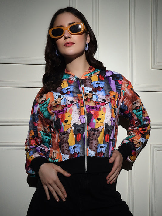 TANDUL  Women Animal Print Fleece Jacket