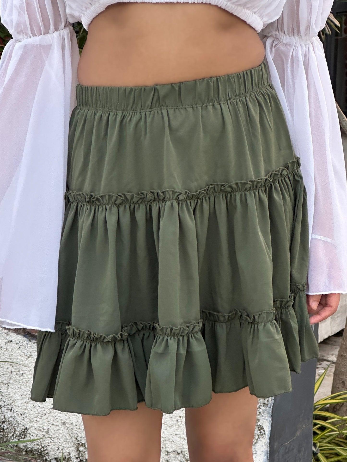 TANDUL Women Stunning Green Ruffled Skirt