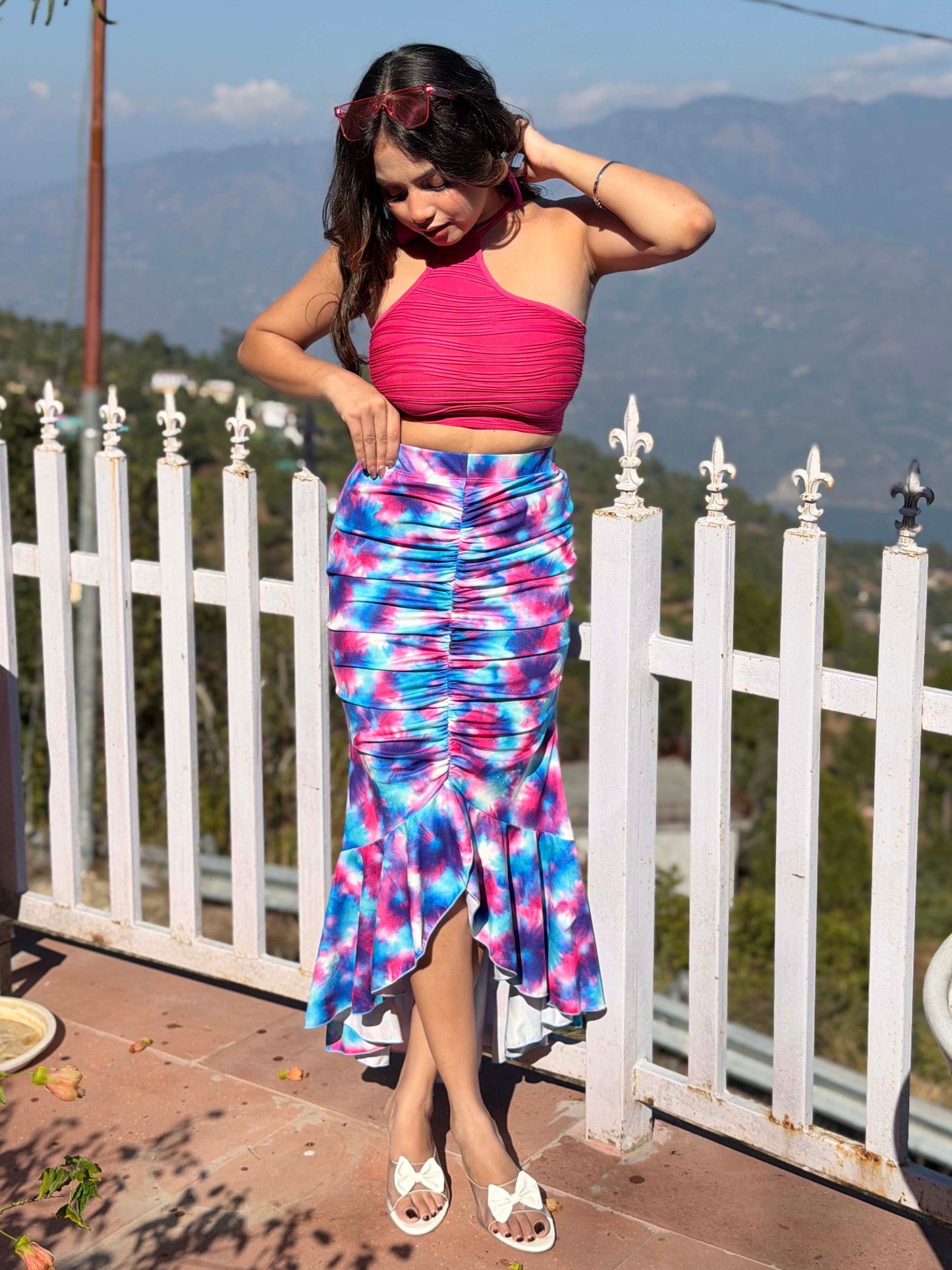TANDUL Women Stunning Multicolor Tie-dye Skirt