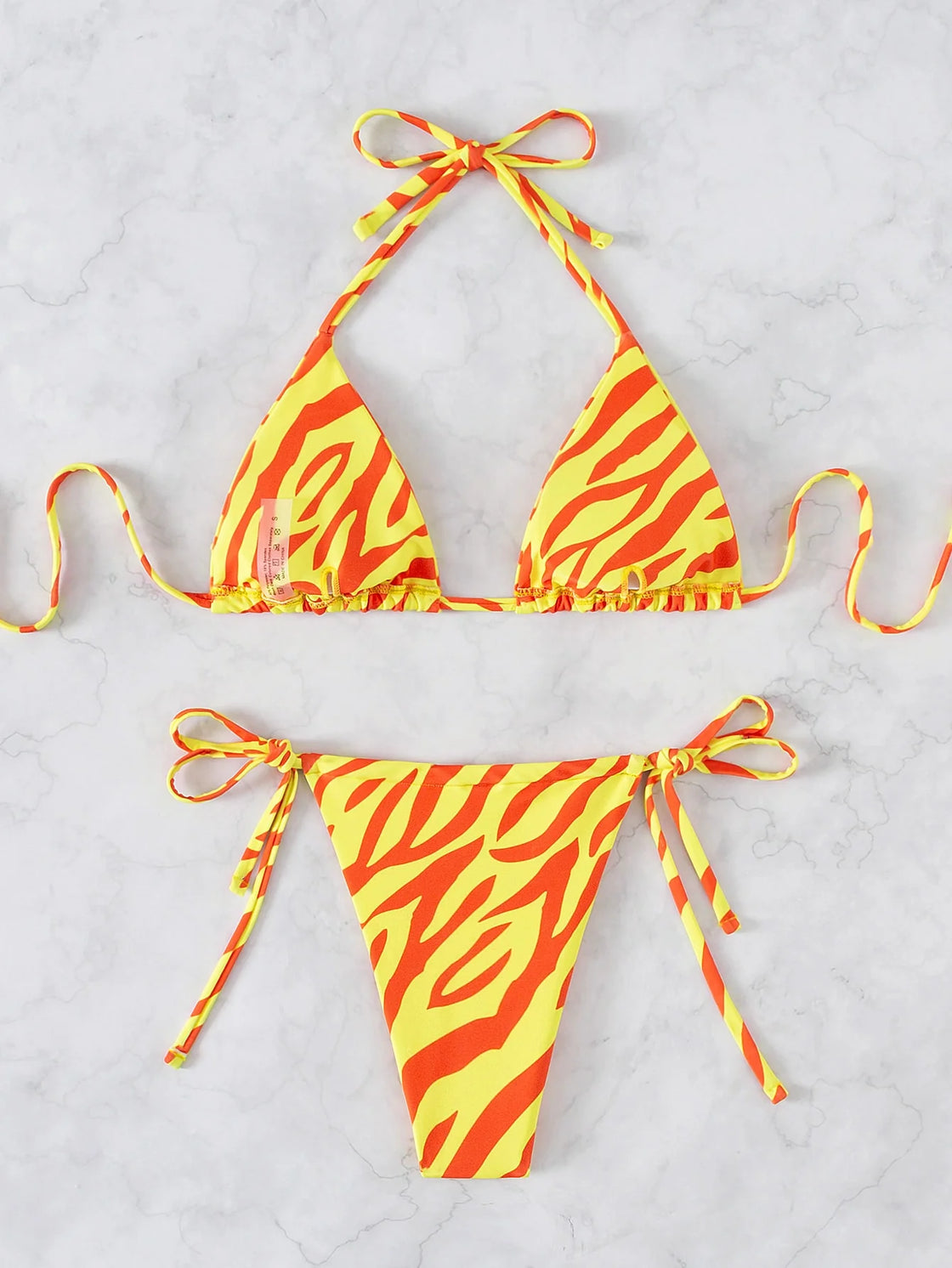 ELTIRE Yellow Zebra Print Two Piece Bikini