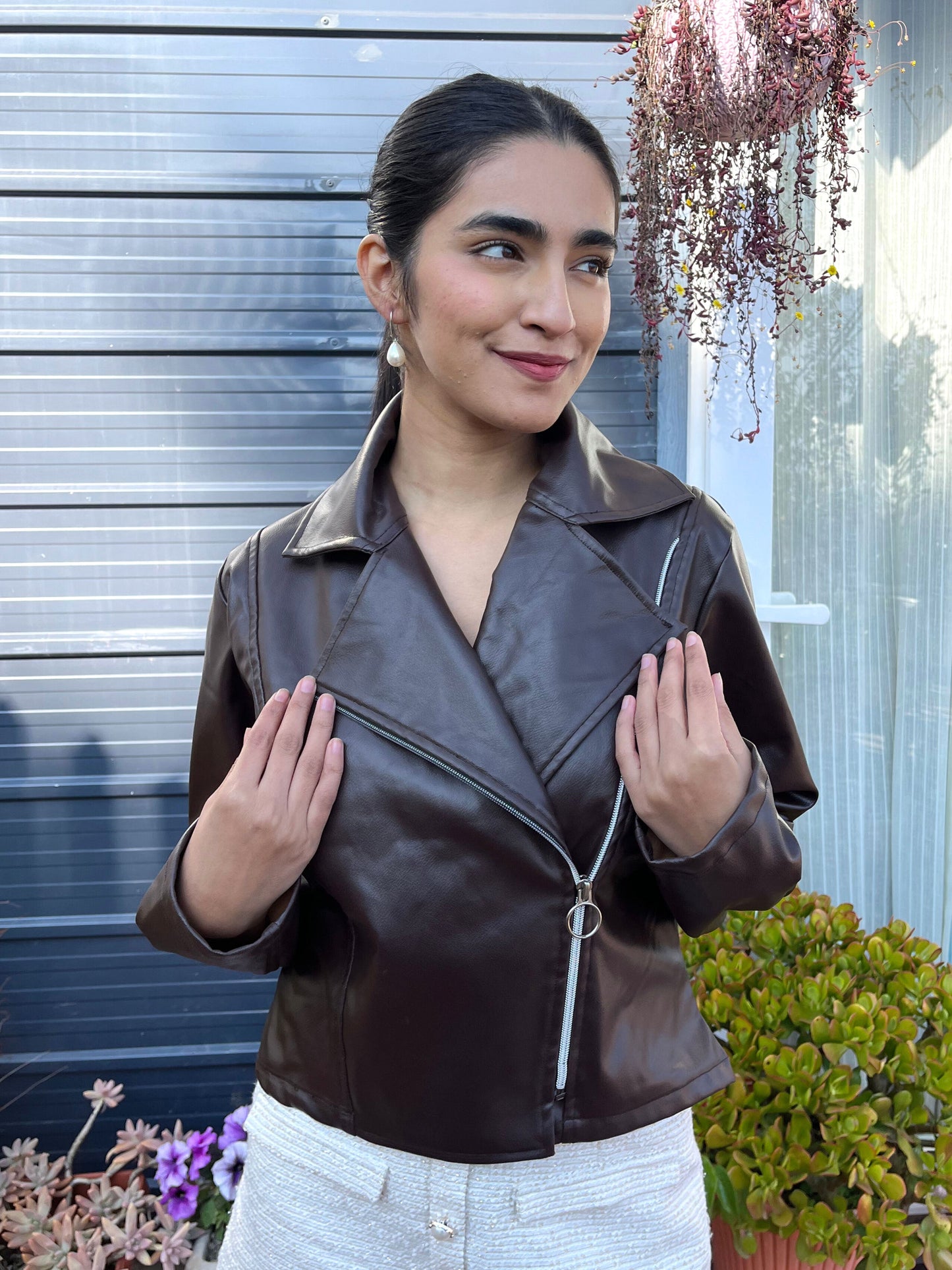 TANDUL Women Stunning Brown Leather Jacket