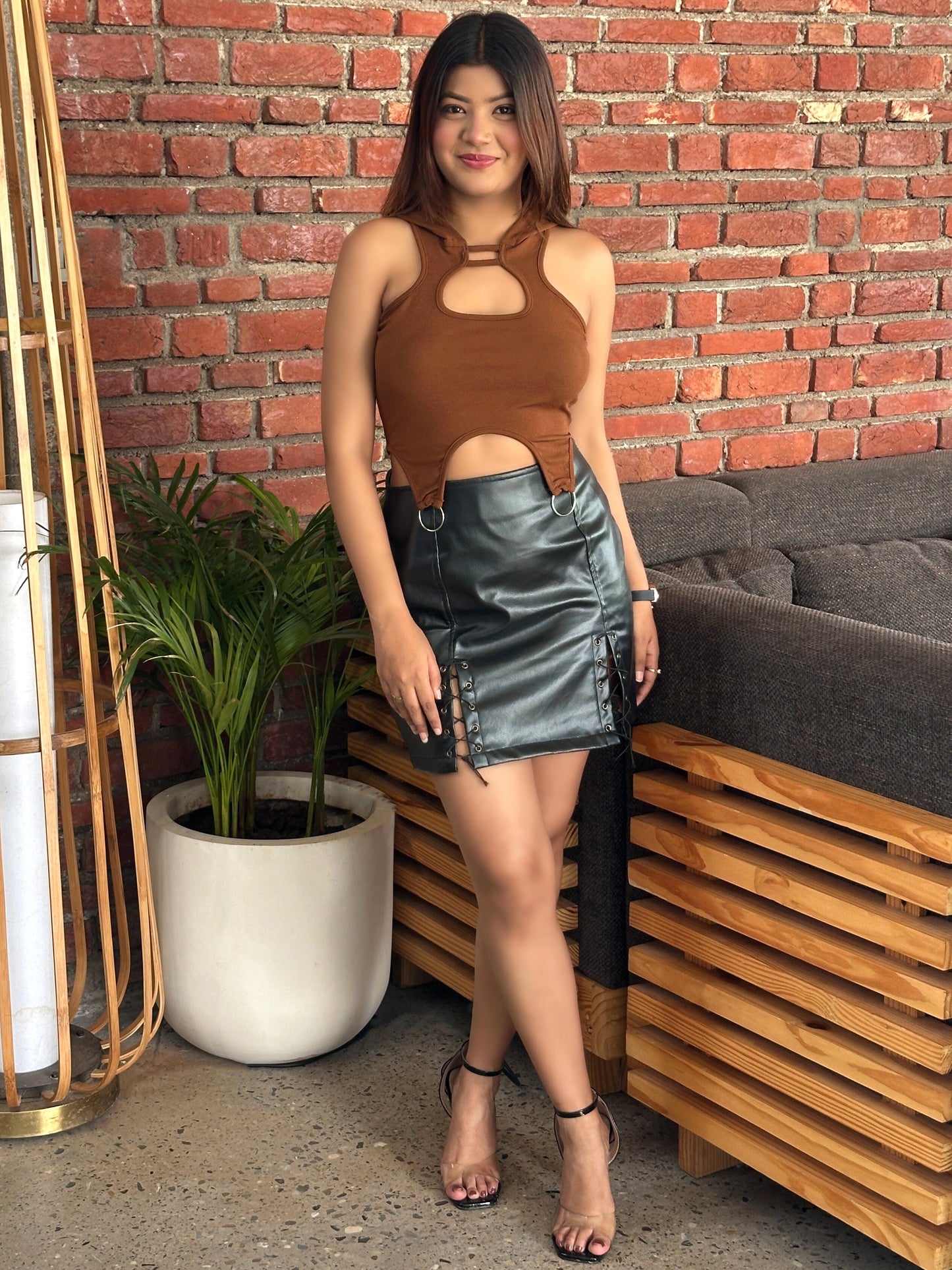 TANDUL Women chic Stylish Brown Crop Top