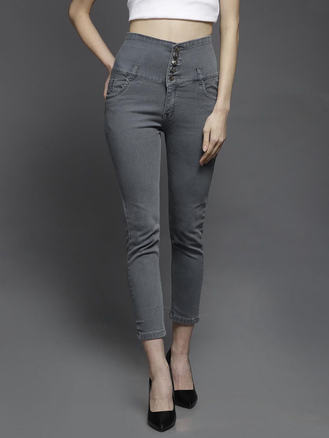 Women Regular Mid Rise Grey Jeans