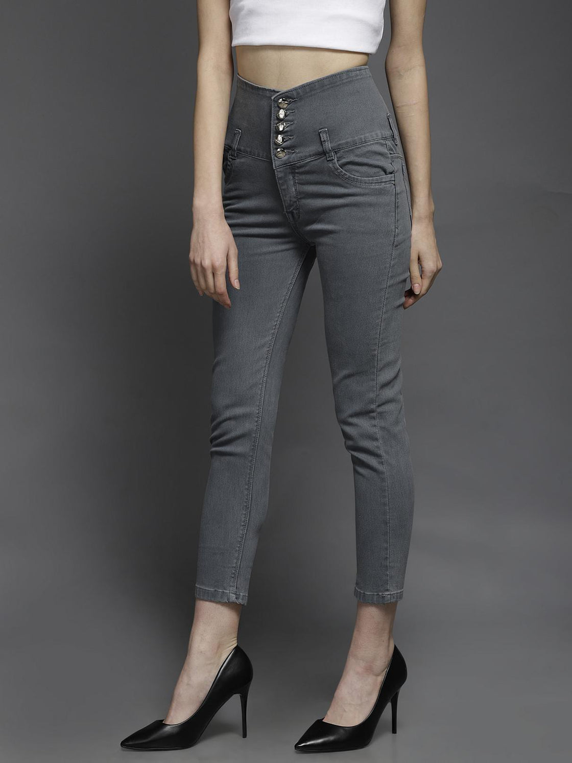 Women Regular Mid Rise Grey Jeans