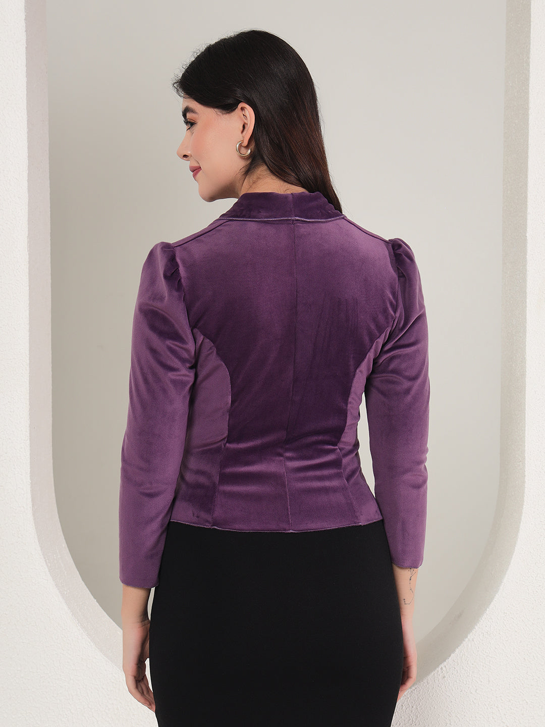 TANDUL  Velvet Solid Coat For Women