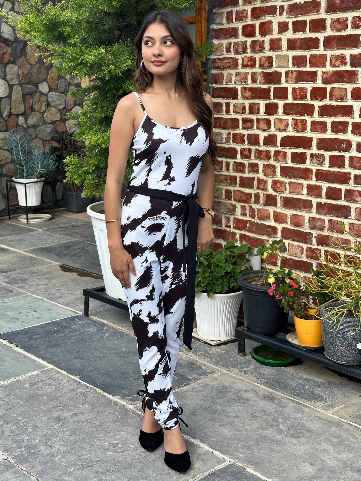 TANDUL Women Black and White Jumpsuit
