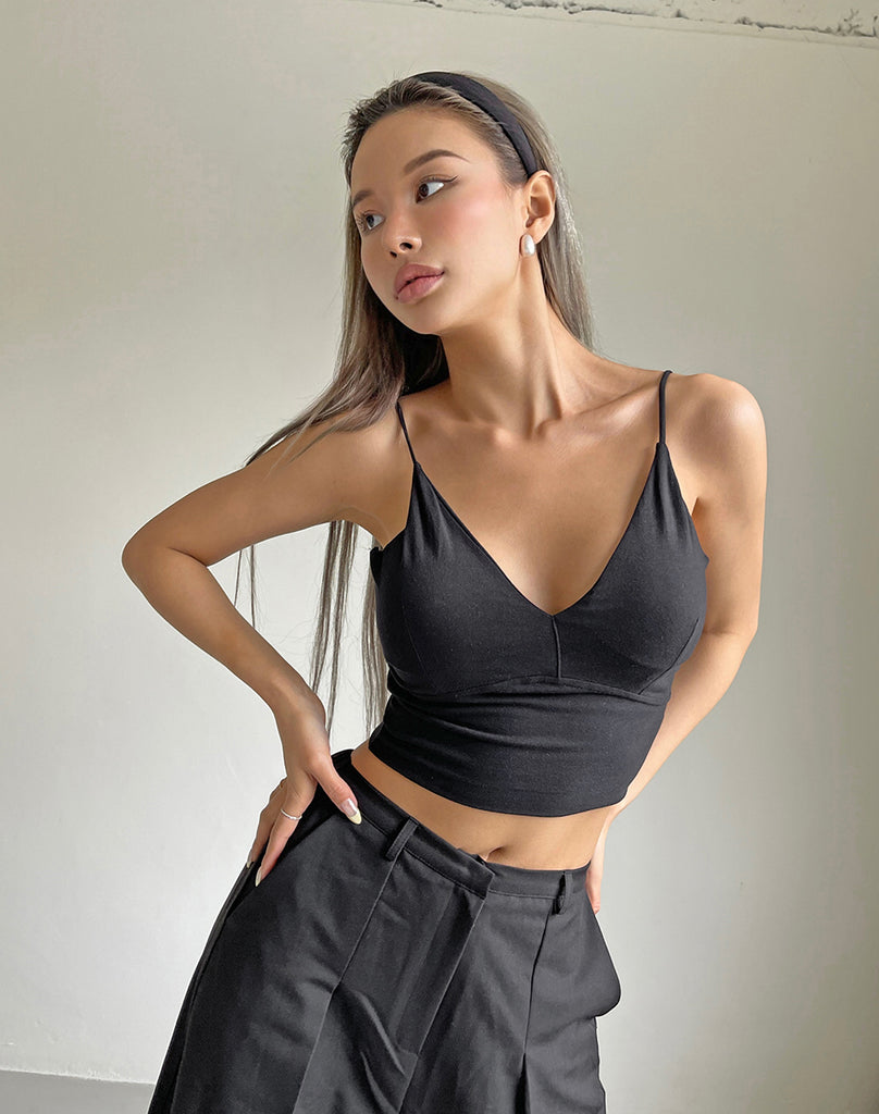 TANDUL Casual Sleeveless Solid Women Black Top