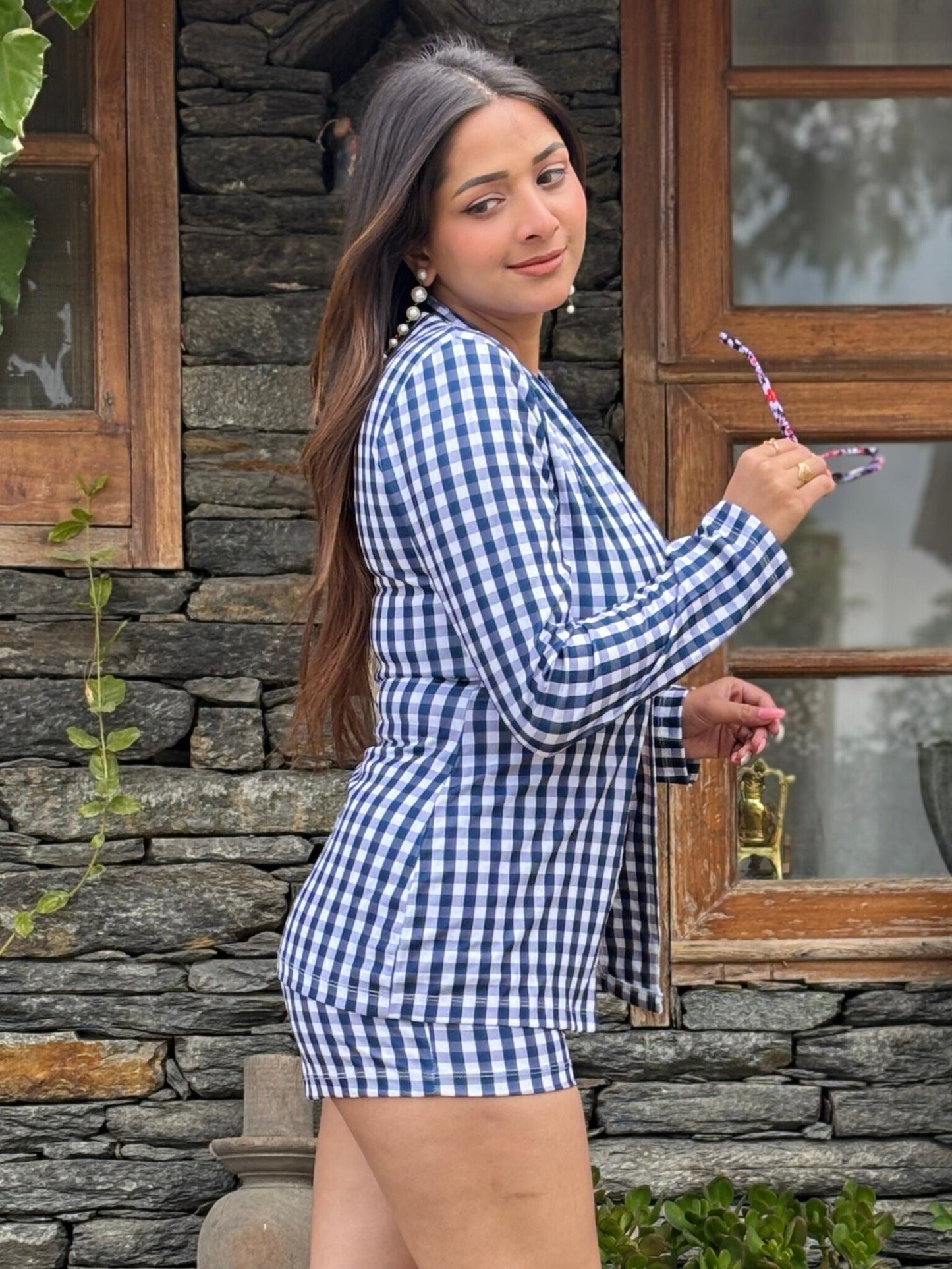 TANDUL Shirt Chino Shorts Co-ords Set with Blazer