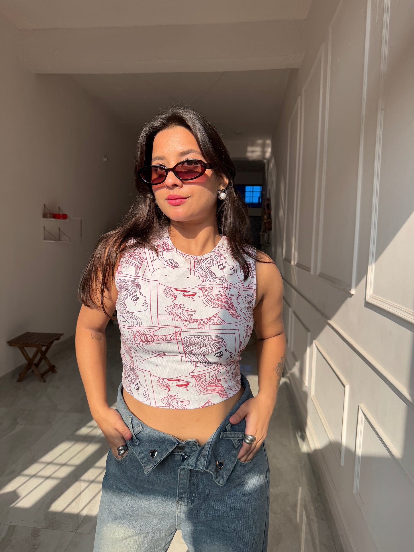 TANDUL  Casual Sleeveless Printed Women Multicolor Top