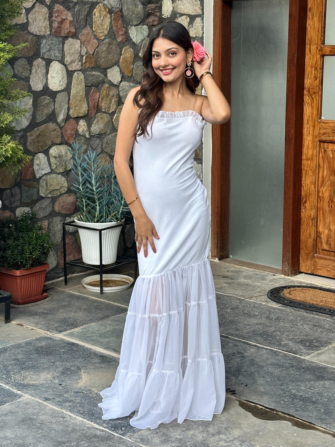 TANDUL Women Stunning White Dress