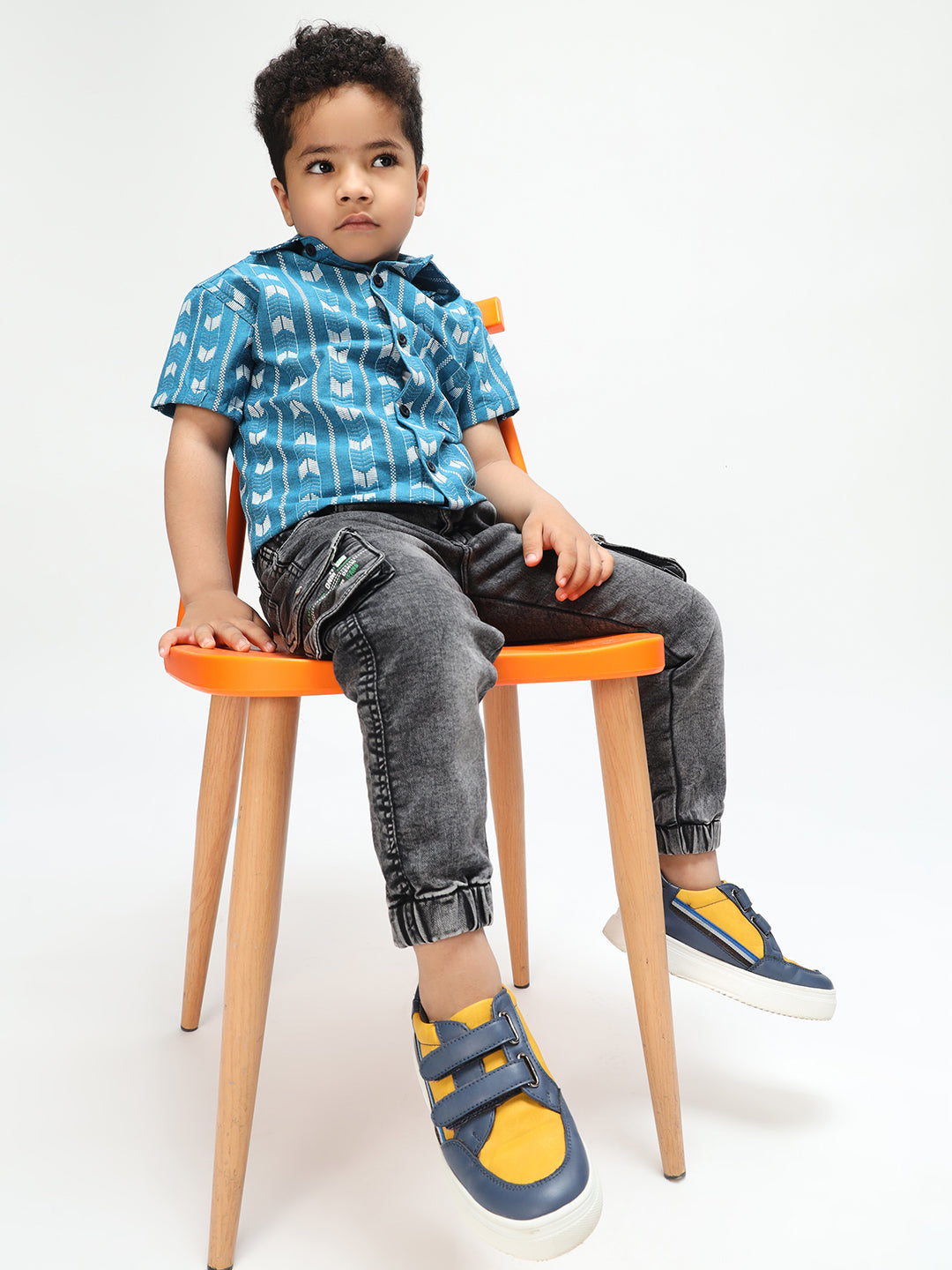 Boys Stylish Skyblue Printed Casual Shirt