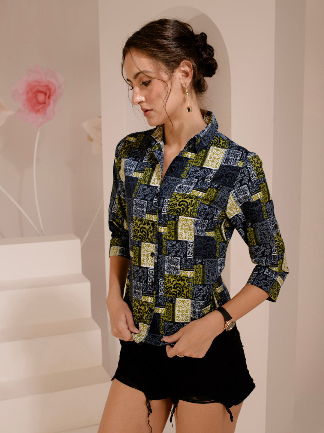 TANDUL  Women Regular Fit Printed Built-up Collar Casual Shirt