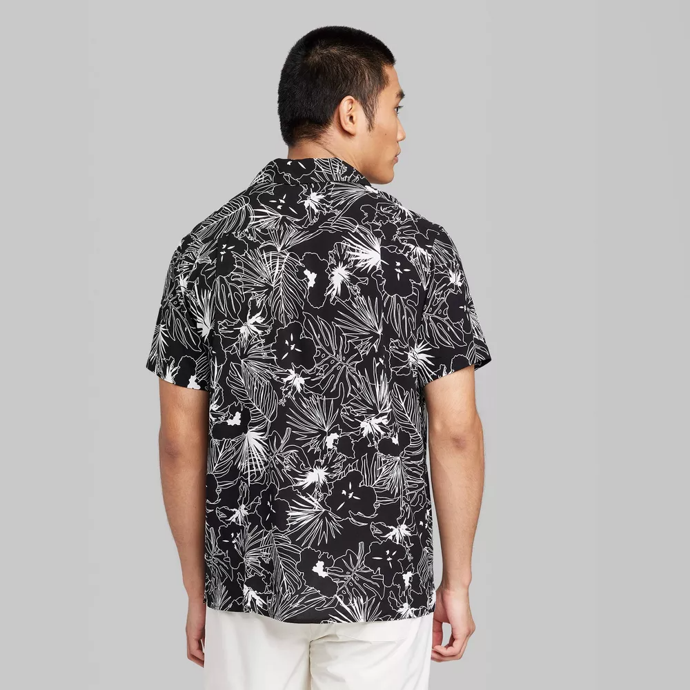 TANDUL Tropical Printed Cuban Collar Short Sleeves Casual Shirt