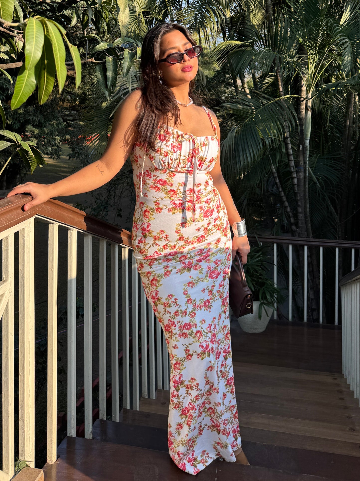 TANDUL  Women Maxi White, Orange, Green Dress