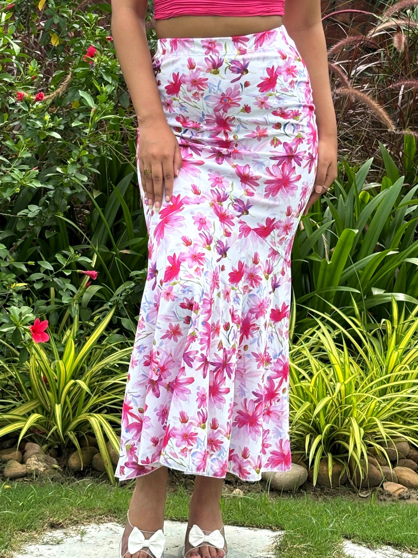 TANDUL Women Stunning Pink Floral Printed Skirt