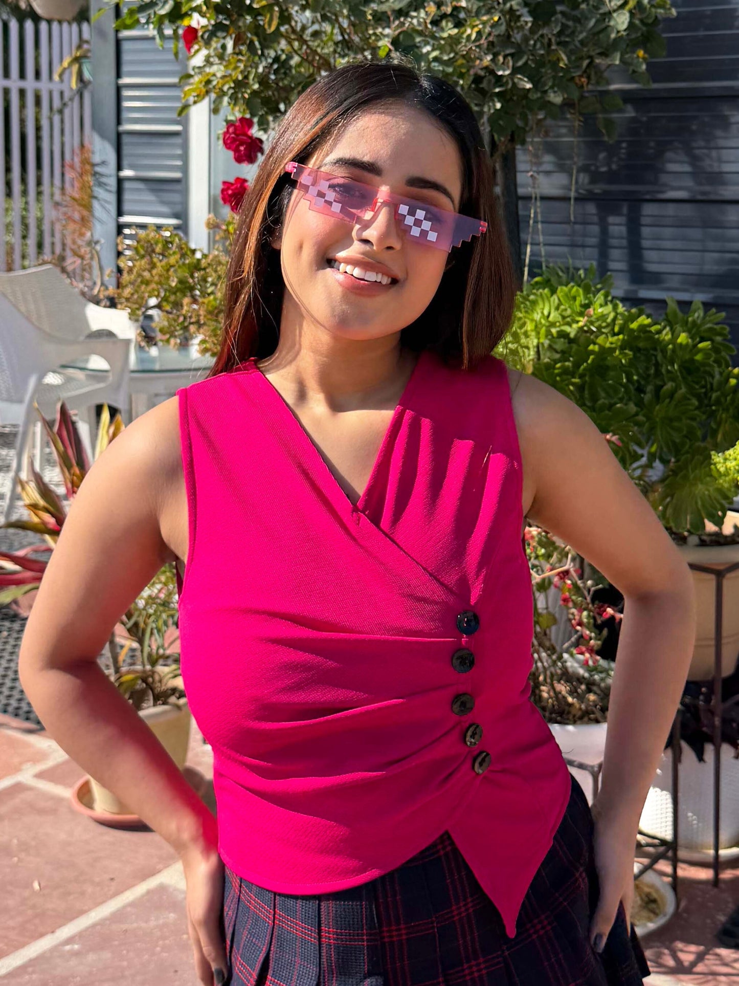 TANDUL Women Fuchsia Pink Stylish Top