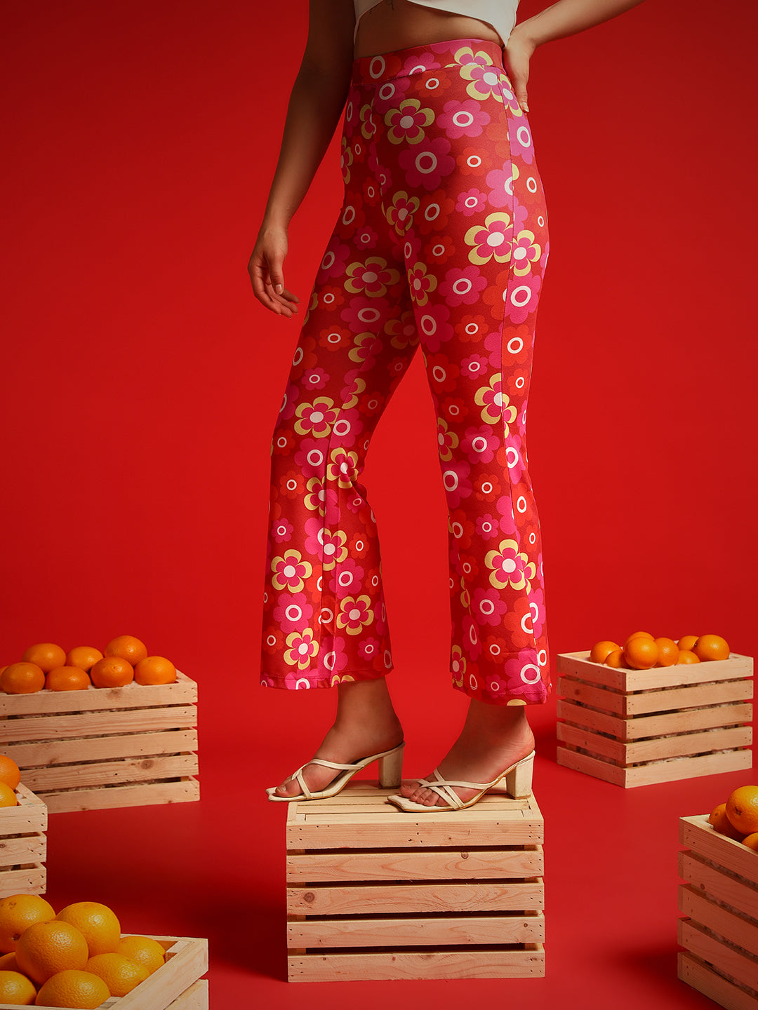 TANDUL  Women Regular Fit Red Lycra Blend Trousers