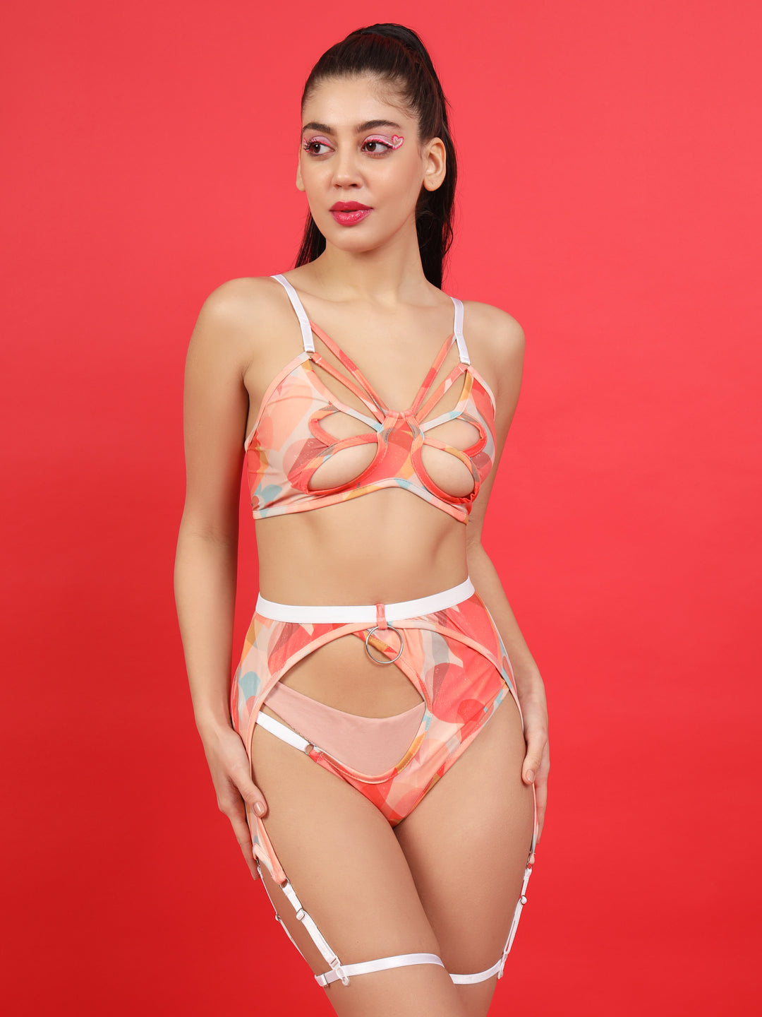 Eltire Butterfly Cut  Multi-colour Printed Lingerie Set