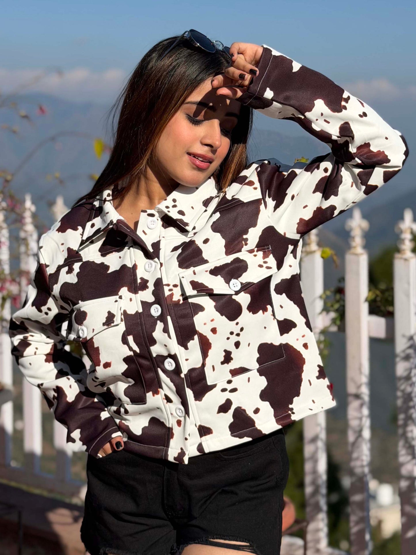 TANDUL Women's Cow Printed Jacket