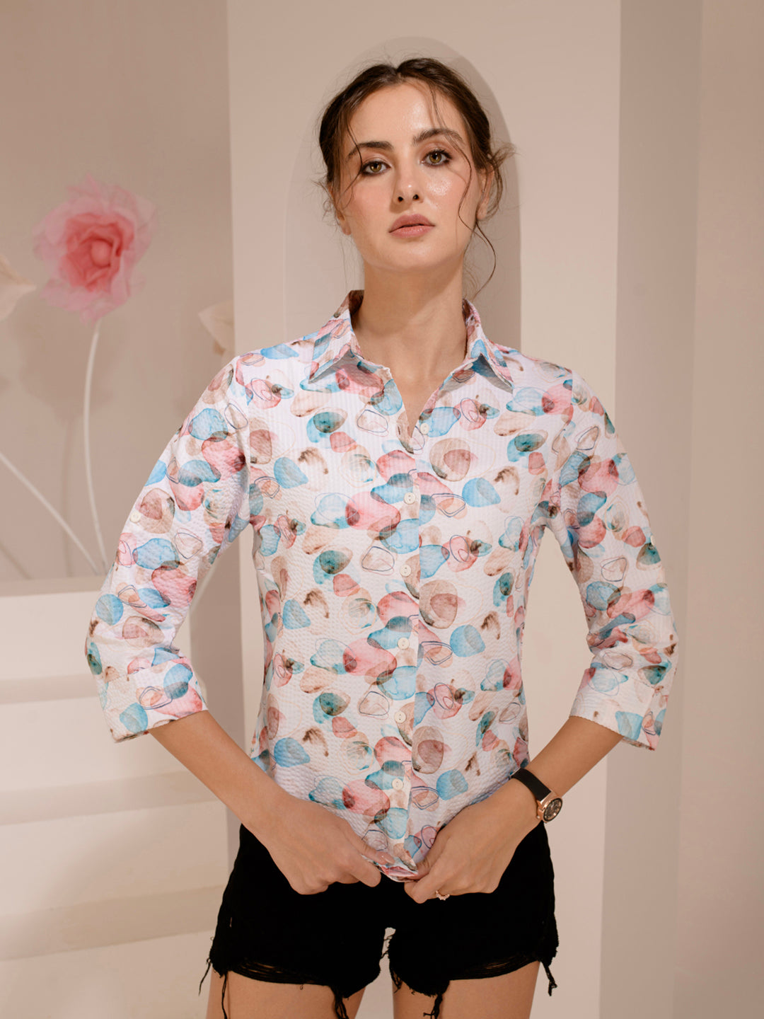 TANDUL  Women Regular Fit Printed Built-up Collar Casual Shirt