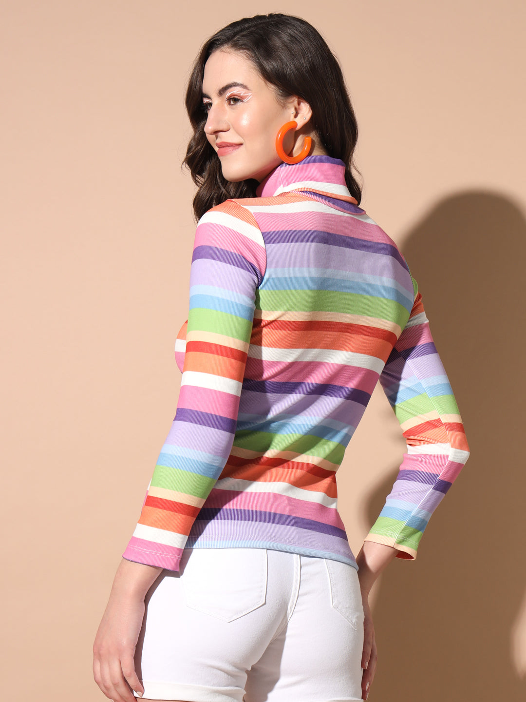 TANDUL Women Printed High Neck Multicolor Sweater
