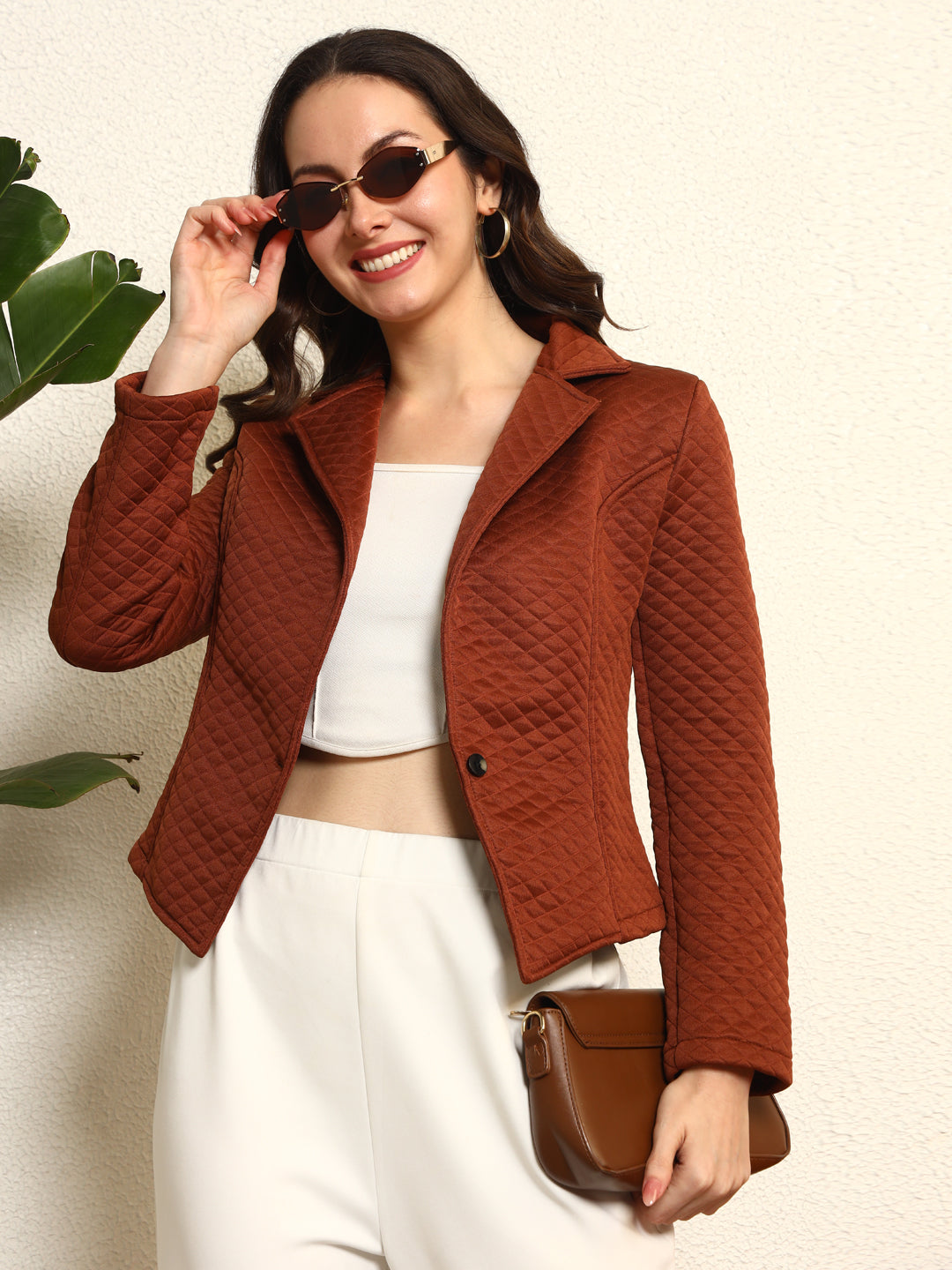TANDUL Women Elegant Brown Blazer