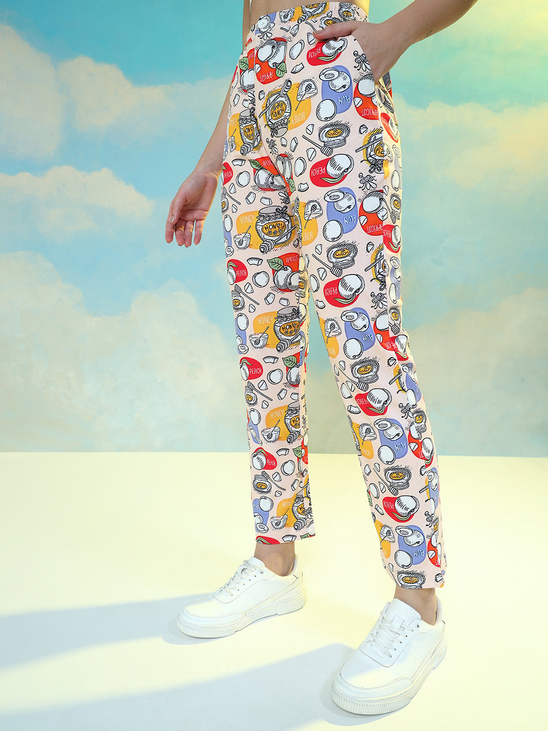 TANDUL  Women Regular Fit Multicolor Lycra Blend Trousers