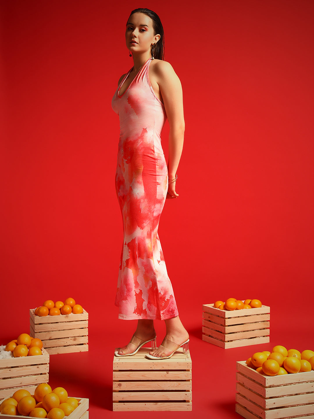 TANDUL  Women Bodycon Orange Dress