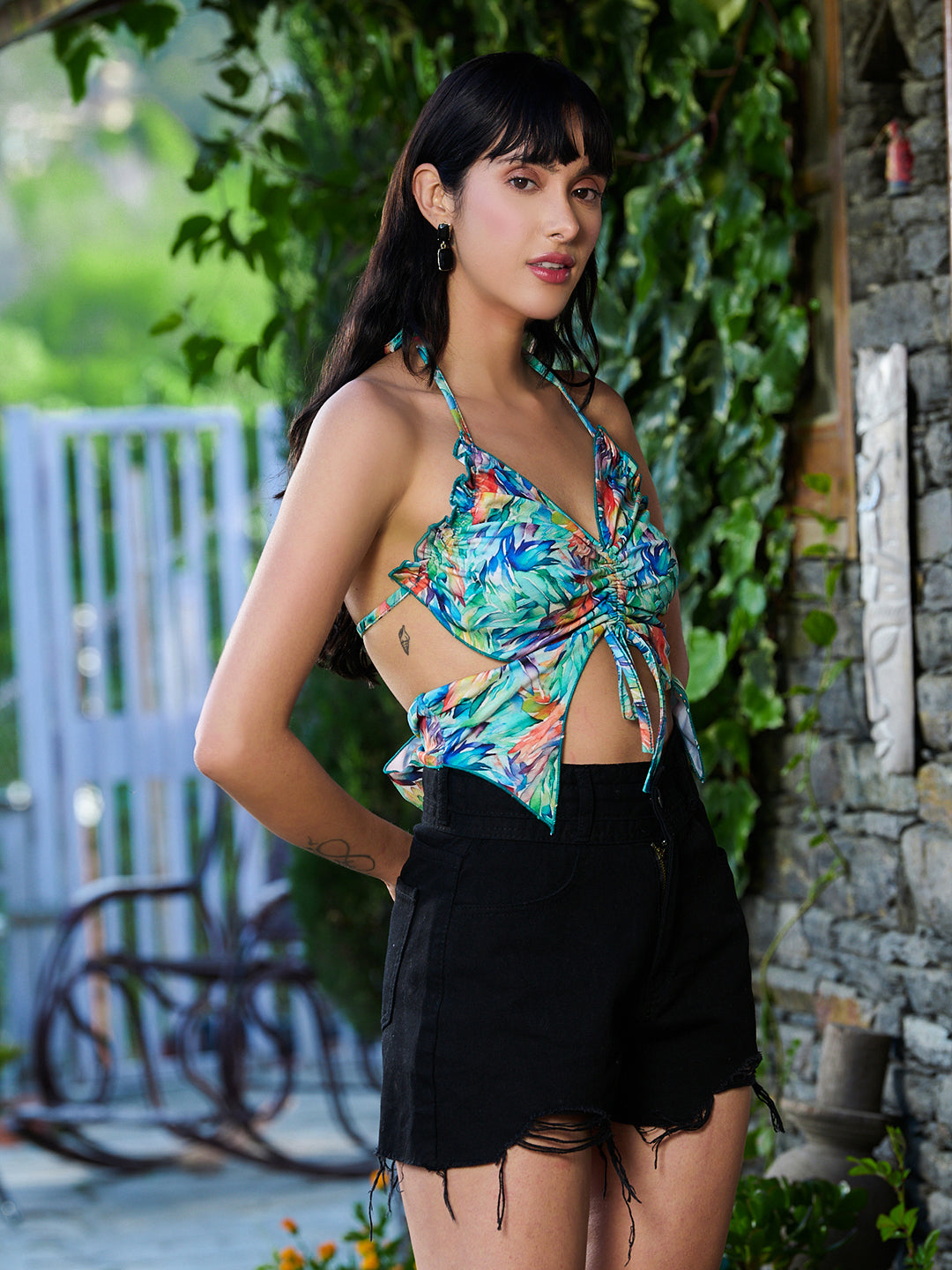 TANDUL Multicolor Butterfly Cut Top