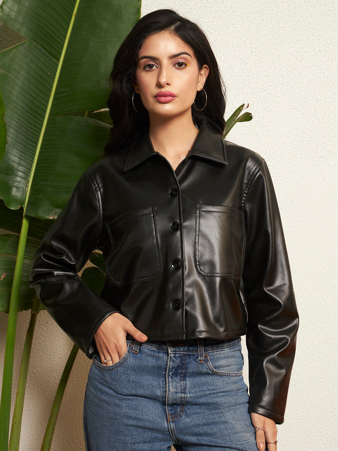 TANDUL Women Timeless Black Leather Jacket