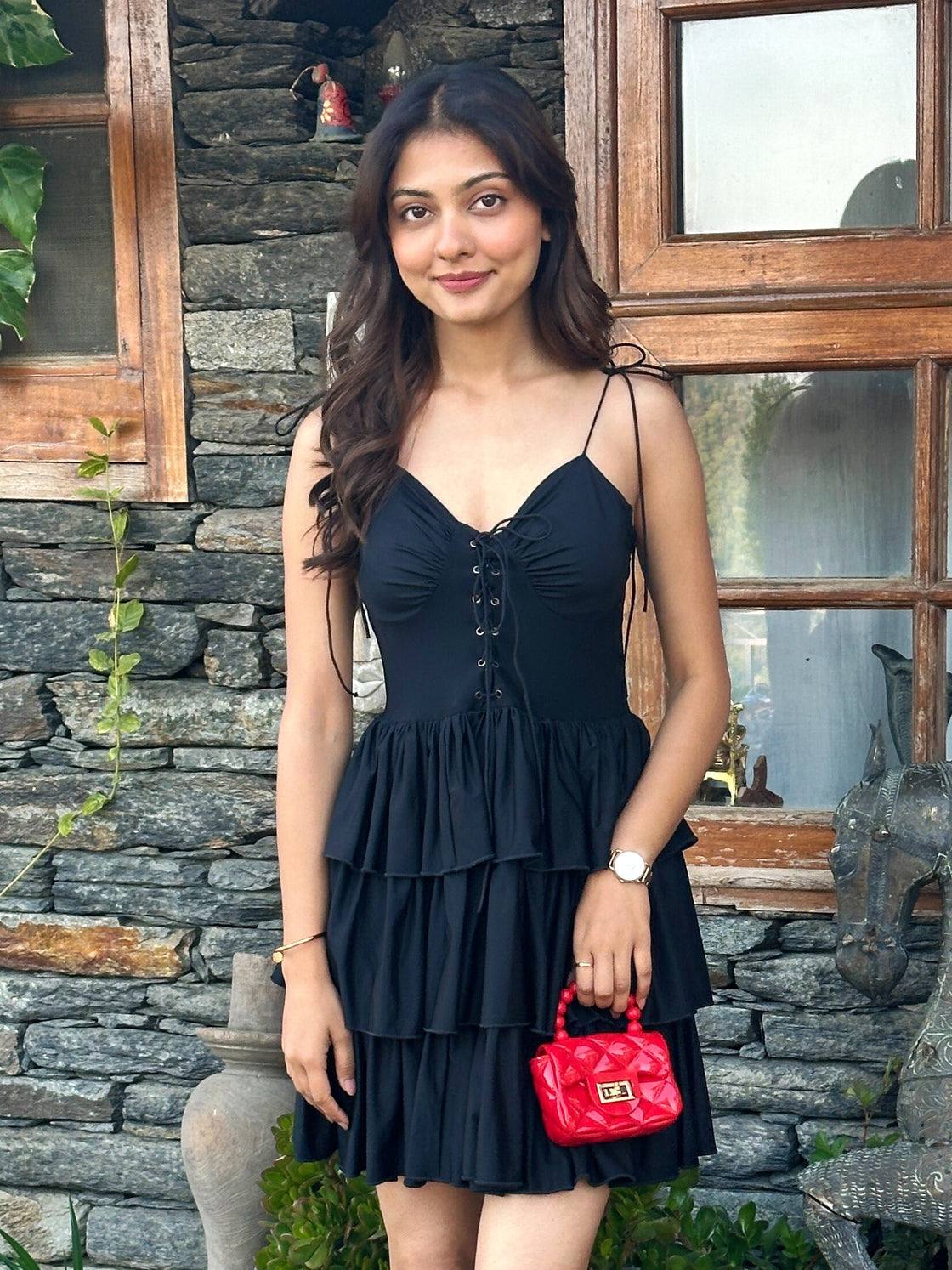 TANDUL Women Black Ruffled Dress