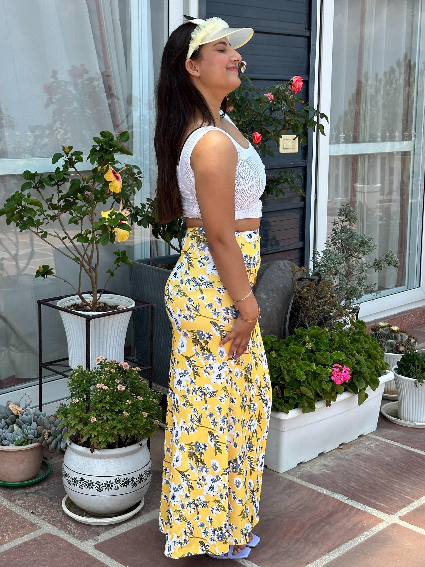 TANDUL Stunning Yellow Floral Skirt
