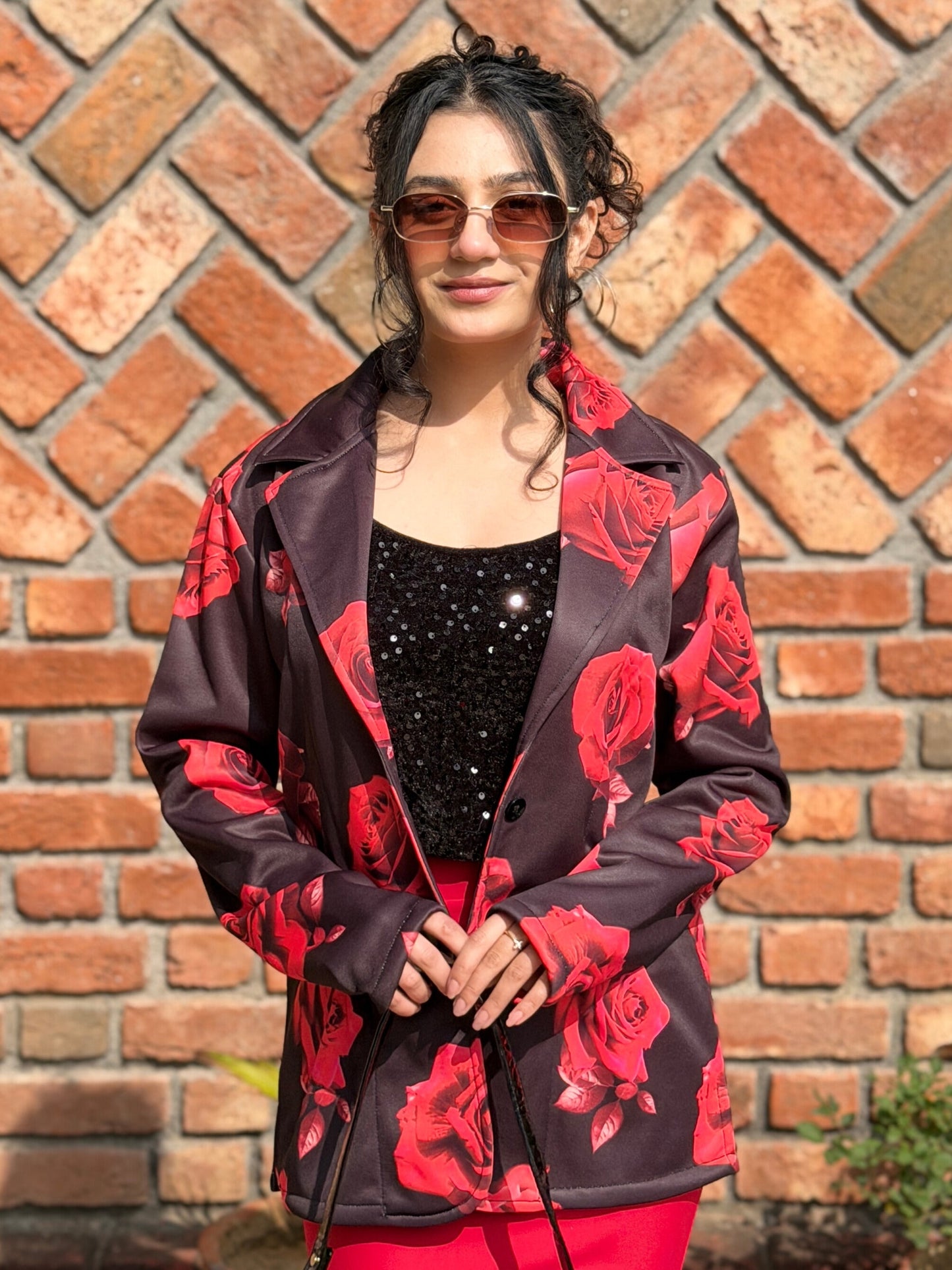 TANDUL Women Stunning Rose Printed Blazer