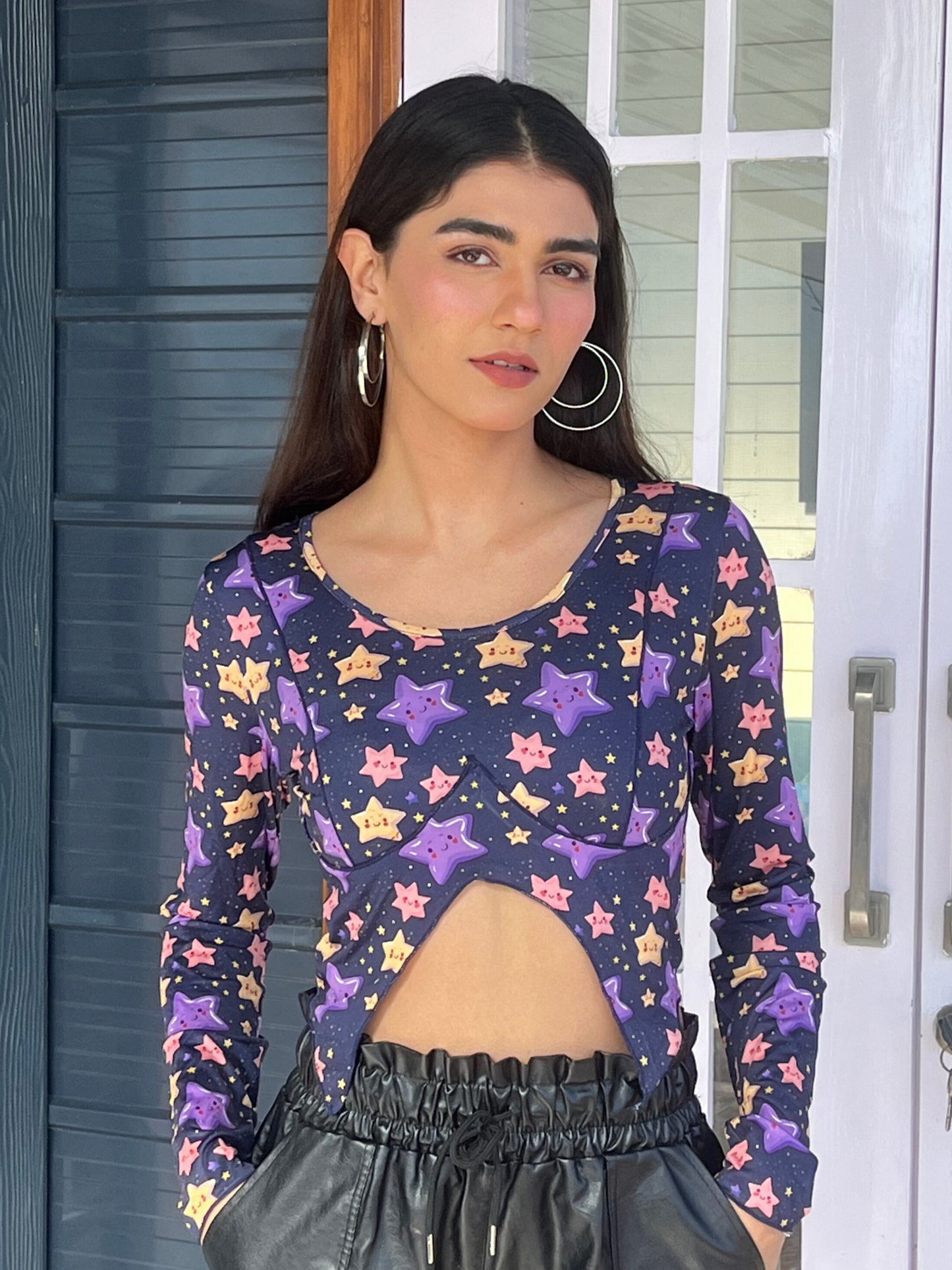 TANDUL Women Purple Star Printed Top