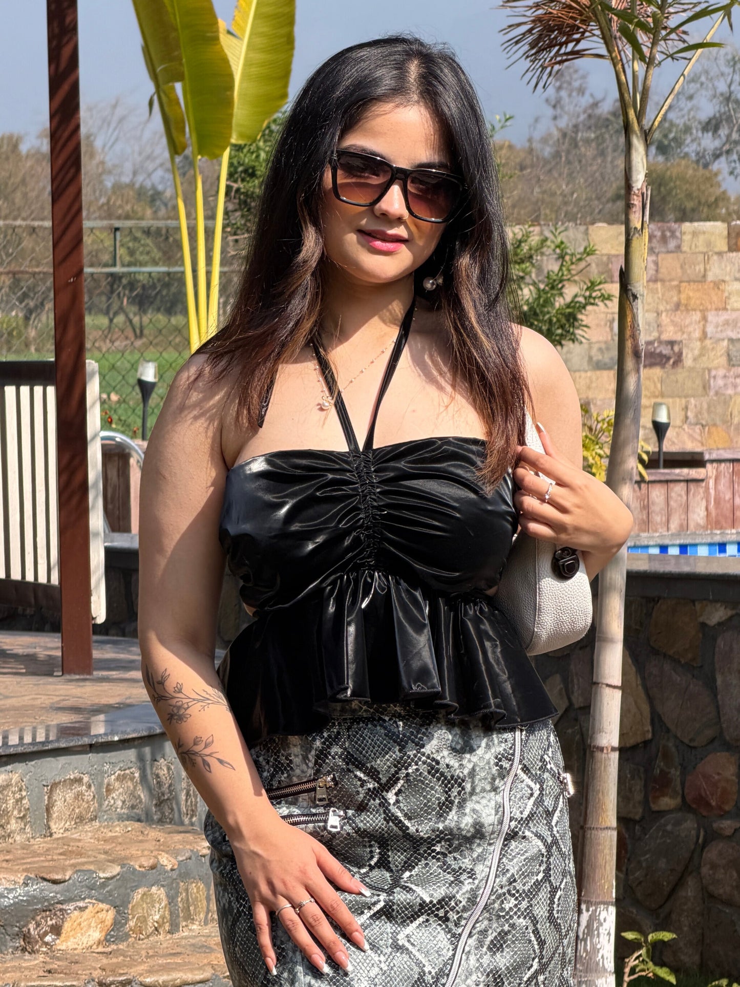 TANDUL Women Elegant Black Crop Top
