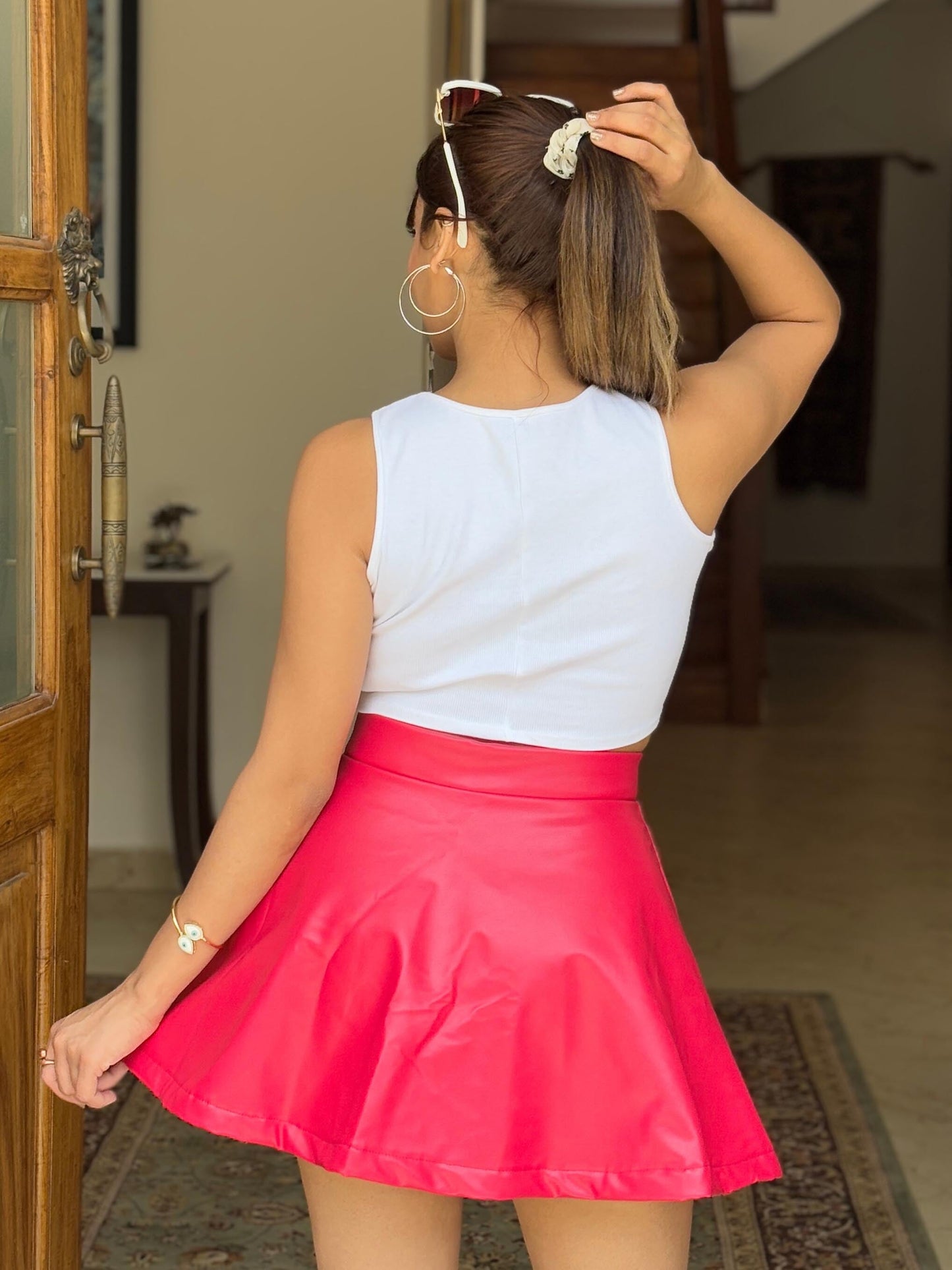 TANDUL Women Leather Mini Skirt