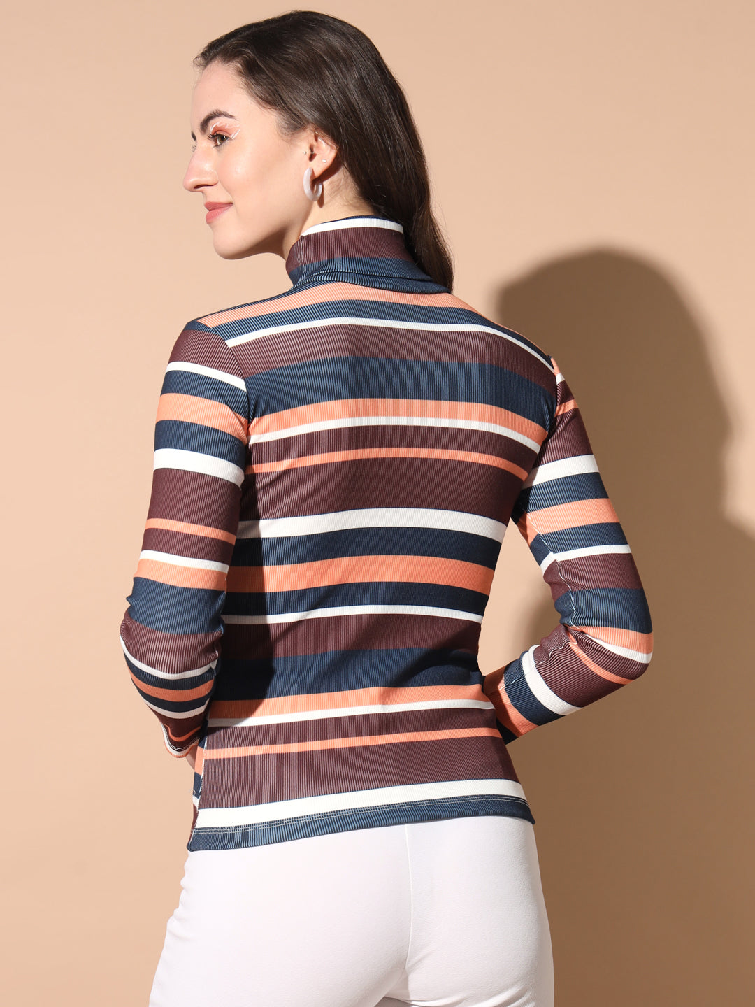 TANDUL Women Printed High Neck Multicolor Sweater